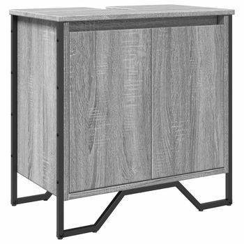 Armario Lavabo Baño | Mueble De Baño Madera Ingeniería Gris Sonoma 60x35x60 Cm