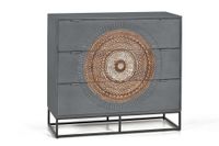 comoda madera de mango y patas metal gris y marron