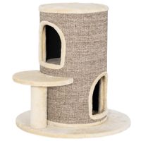 pawhut rascador para gatos arbol rascador con 2 niveles plataforma de salto mirador alfombrilla para rascar para descansar y jugar beige