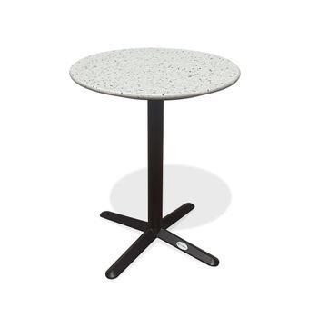 Mesa De Jardín Redonda En Acero Y Tablero Terrazo