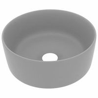 lavabo de lujo redondo ceramica gris claro mate 40x15 cm vidaxl