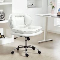 silla de oficina de cuero sintetico homcom 62x65x83-93 cm blanco