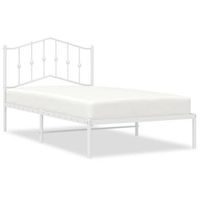 cama individual  cama para adultos  estructura de cama de metal con cabecero blanco 100x190 cm