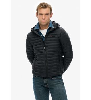 Superdry para hombre. M5012286A Chaqueta Hooded Fuji Lite negro (S), Casual, Nylon