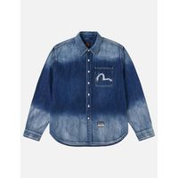 evisu camisa manga larga 2eshtm6sl1022 ht washed denim ls shirt-indm mid tone indigo para hombre