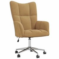 sillon lounge silla de oficina con ruedas de diseno moderno en terciopelo marron dec026727