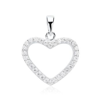 Colgante corazón de plata 925 con piedra engastada