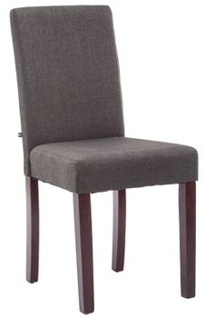 Silla con patas de madera y asiento en tela gris oscuro