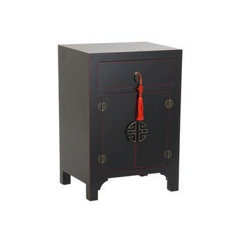 Mesita De Noche Abeto Mdf 45x34x66 Oriental Negro