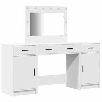 Mesa Tocador | Mesa De Maquillaje Con Luces De Espejo 3 Piezas Madera De Ingeniería