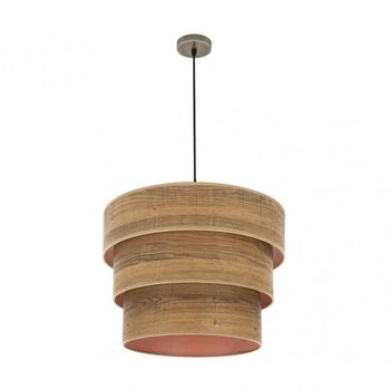 Colgante triple smile 3xe27 cuero/madera oscura regx50x50 cm