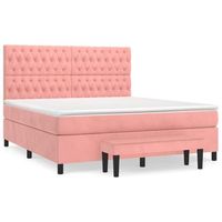 cama tapizada 203x180x128 cm contrachapado madera procesada - rosa