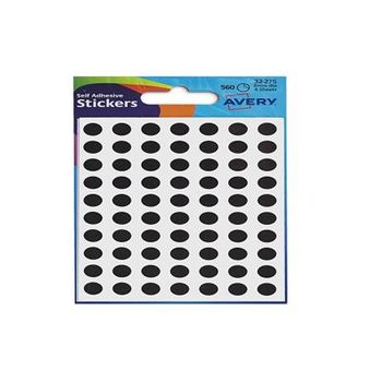 Avery Coloured Labels Round 8mm DIA Black (560 Labels)  PK10