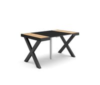 mesa consola extensible mesa comedor plegable 140x90x73cm para 6 comensales patas madera maciza estilo moderno roble y negro