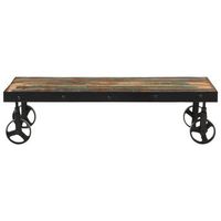 mesa de cafe - mesa de centro con ruedas madera maciza reciclada 100x55x26 cm