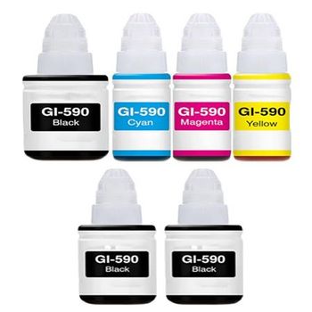 Compatible Multipack Canon GI-590BK/C/M/Y Full Set + 2 EXTRA Black Ink Bottles (6 Pack)