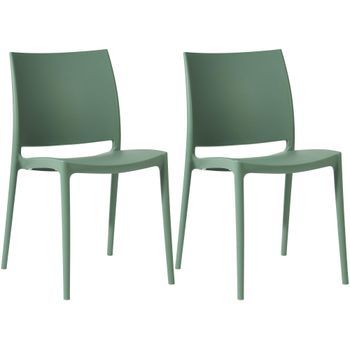 Juego De 2 Sillas De Jardin Meton Plástico Oliva 49x42x81 Cm Clp