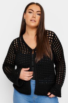 Yours Rebeca Negra Crochet Dos Botones, Mujer Curvy Y Tallas Grandes, Yours