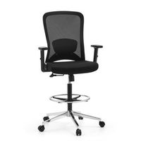 silla de trabajo  silla de mostrador top work 44 asiento de tela  respaldo de malla negro hjh office