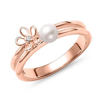 Anillo para mujer de plata 925 con perla, rosado IP