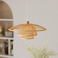 lampara de techo de bambu natural y metal d50 cm