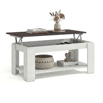 Mesa De Centro Elevable Con Almacenaje 102x43-54 Cm Lya Blanco Artik (blanco Mate) - Óxido 50 X 54 X 50 Cm