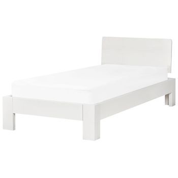 Cama Con Somier De Madera 90 X 200 Cm Con Cabecero Blanco Royan