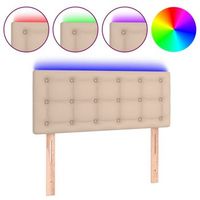 cabecero cama  panel de cabecera con led cuero sintetico color capuchino 100x5x7888 cm