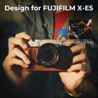 smallrig x-e5 half case kit de funda de cuero para camara fujifilm x-e5 con correa de hombro de cuero marronnegro estetica retro 5449