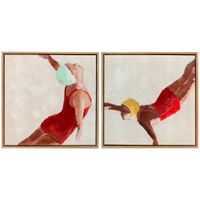 homcom cuadros en lienzo figuras dinamicas a mano 40x40 cm 2 piezas cuadros de arte de pared enmarcados rojo
