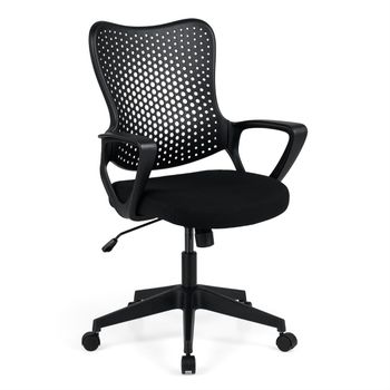 Costway Silla Oficina Ergonómica con Reposabrazos Cojín Acolchado Respaldo Transpirable Mariposa para Estudiar Trabajar Negro