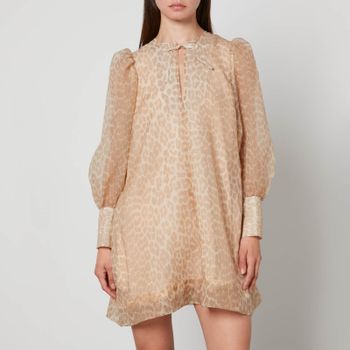 Ganni Animal-Print Organza Mini Dress - EU 34/UK 6