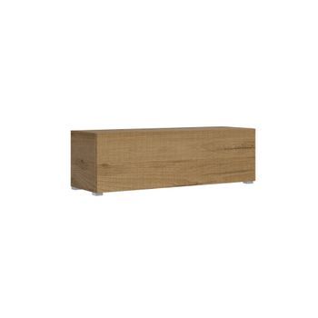 Mueble De Tv Abatible Con Paso De Cables L.133,6 H.40 P.39,2 Con Patas De Roble Natural