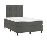 cama box spring colchon y led terciopelo gris oscuro 120x200 cm rayas verticales