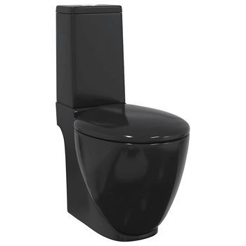 Inodoro De Cerámica Con Cisterna Negro Vidaxl