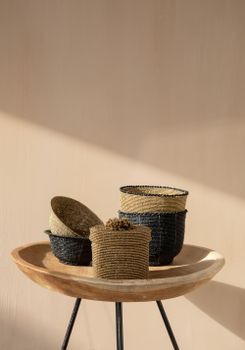Cesta de cuentas en negro 13x13x10 cm