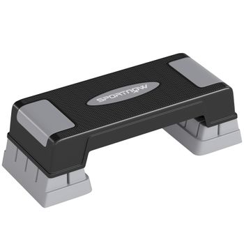 SPORTNOW Stepper Fitness Aeróbic 3 Niveles Altura Regulable 12×17,5×22,5 cm Superficie Antideslizante Carga 250 kg Gris   Aosom España