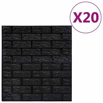 Papel Pintado Autoadhesivo Ladrillos 3d 20 Unidades Negro Vidaxl