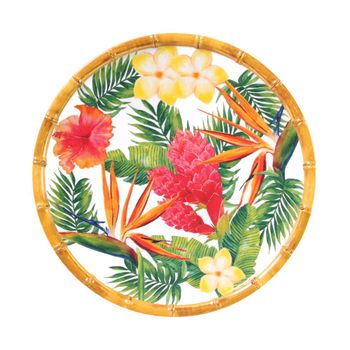 Plato pequeño de melamina con estampado de flores exóticas ø 23 cm