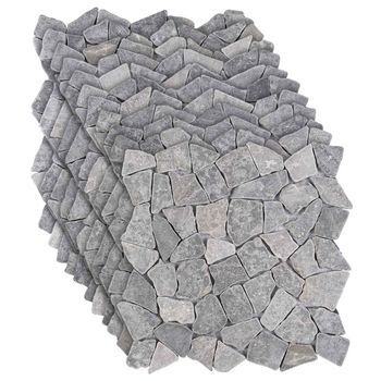Baldosas De Mosaico Gris Claro 30 X 30 Cm Mármol Vidaxl