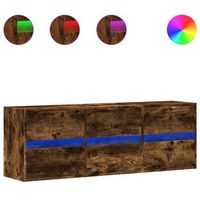 mueble de tv de pared con luces led roble ahumado 130x31x45 cm vidaxl