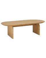 mesa de centro ovalada de madera maciza en tono medio de 100x35cm