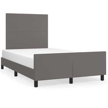 Estructura De Cama Sin Colchón Cuero Sintético Gris 120x190 Cm Vidaxl