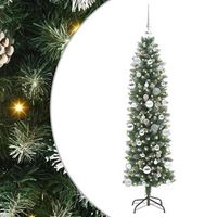 arbol navideno artificial delgado verde y blanco 150 cm vidaxl