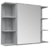 armario de espejo bano  mueble bano contrachapada gris sonoma 80x205x64 cm