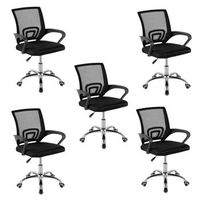 pack 5 sillas de oficina ergonomicas base cromada