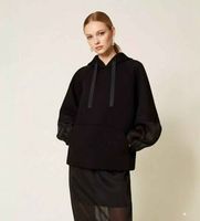 twinset para mujer 252tp2194 sudadera de tejido scuba y organza negro 42 casual viscosa