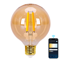 aigostar bombilla led inteligente bombilla alexa led vintage g95 ambar tipo globo 6w 806 lm regulable calida a fria 2700k a 6500k casquillo e27 compatible con alexa y google home