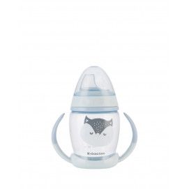 Vasito de PP con boquilla de silicona 200ml Happy Face Azul