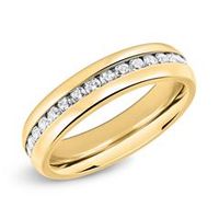 anillo de acero inoxidable chapado en oro 5mm con circonita